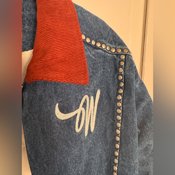 Wish Me Luck Studded Denim Bomber - Picture 4 of 7